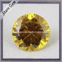 AA Brilliant Round Shape Gold Yellow CZ Gemstone for Jewelry